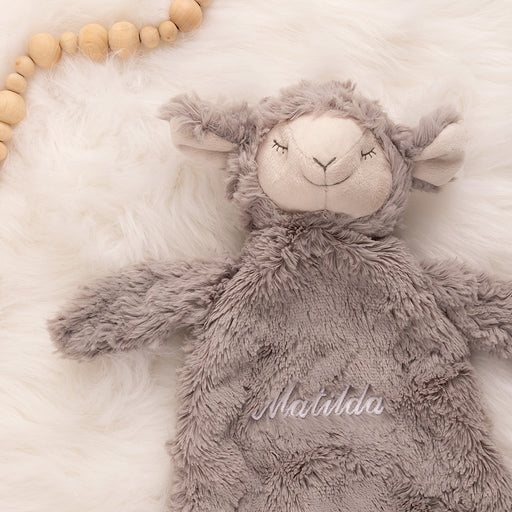 Customise White Embroidered Child's Name Plush Sheep Comforter Toy