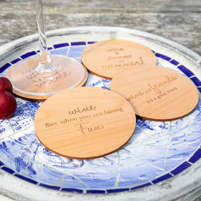 Engraved Birthday 4 Piece Wooden Coaster Set Gift Boxed