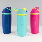 Personalised engraved stainless steel 480ml kids water bottle with flip-top straw lid
