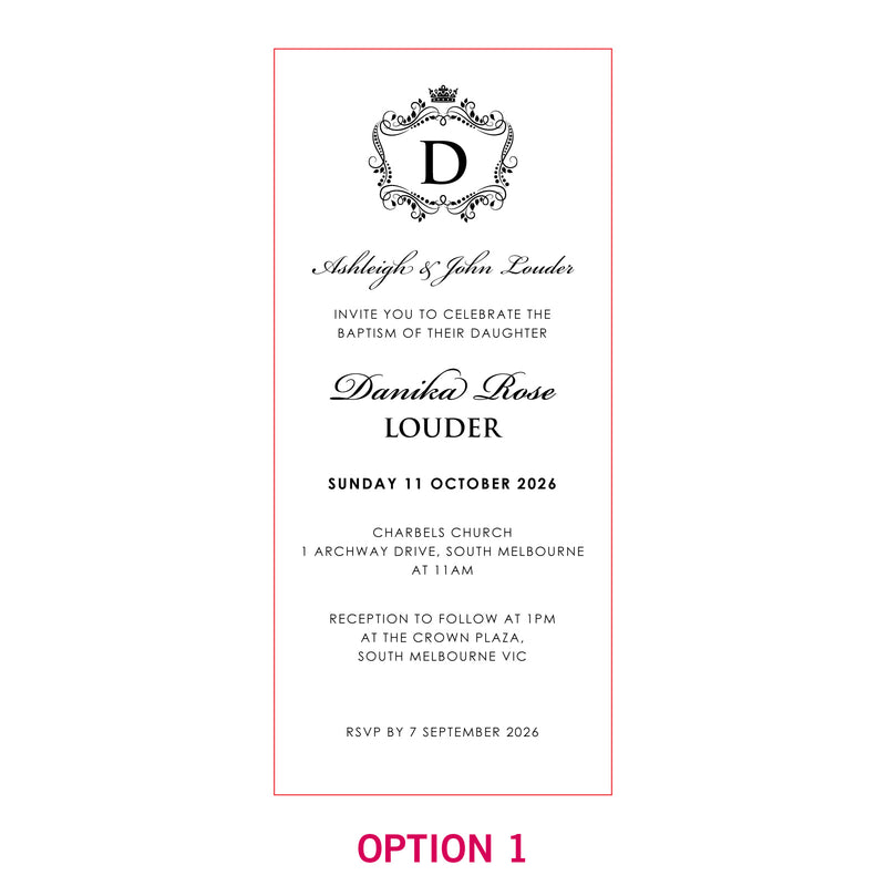 DL Engraved Wooden Christening Invitations