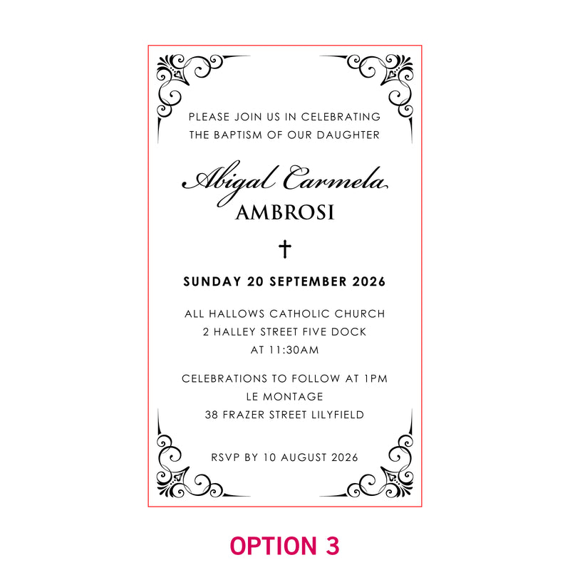 11B Engraved Wooden Christening Invitations