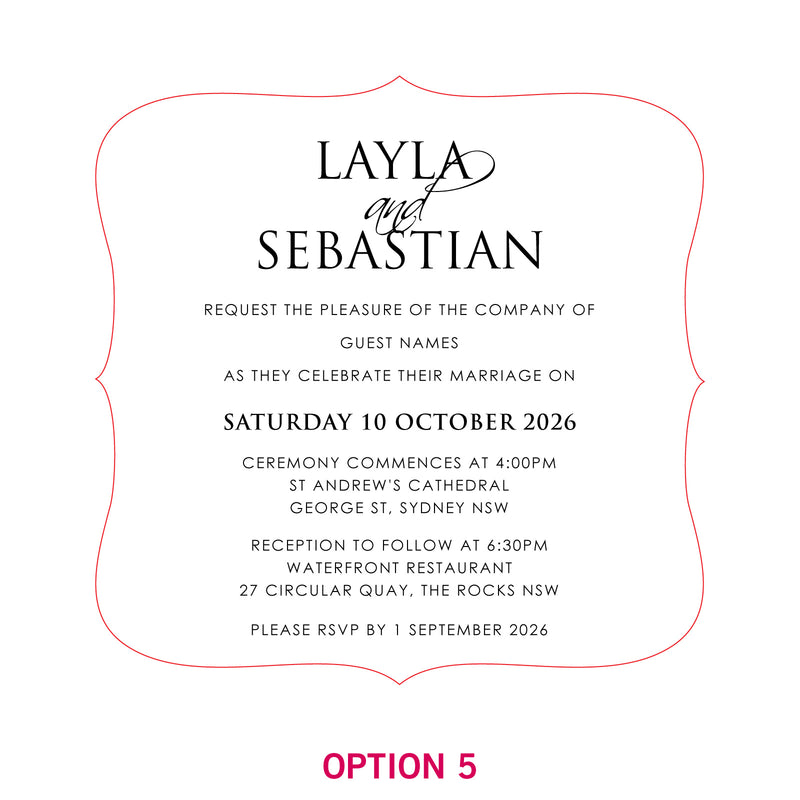Engraved Royal Style Mirror Acrylic Wedding Invitations