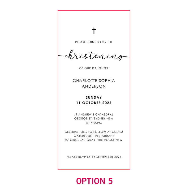 DL Engraved Acrylic Christening Invitations