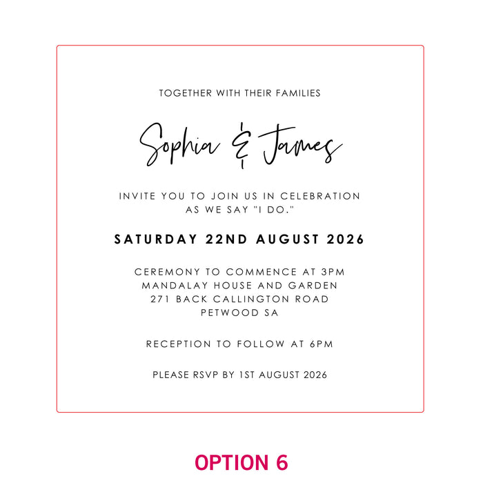 Engraved Square Mirror Acrylic Wedding Invitations