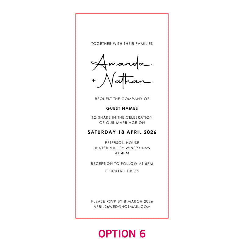 DL Engraved Mirror Acrylic Wedding Invitations
