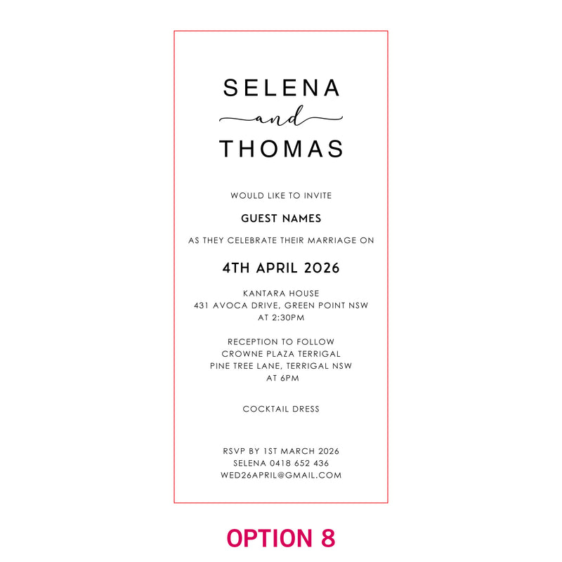 DL Engraved Mirror Acrylic Wedding Invitations