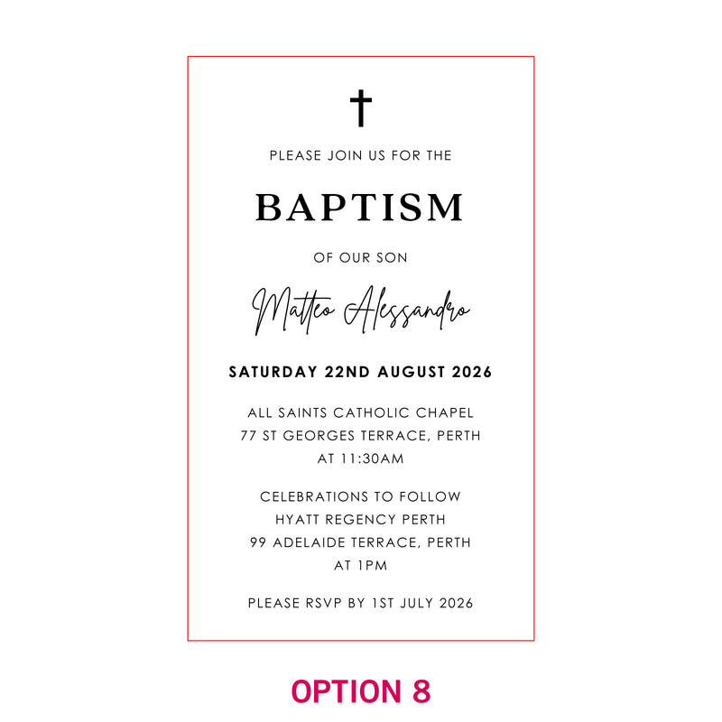 11B Engraved Acrylic Christening Invitations