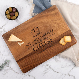 Personalised walnut wood rectangular serving board with engraved birthday message 