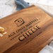Custom engraved wooden cheese board for milestone birthday gift with fun and stylish design