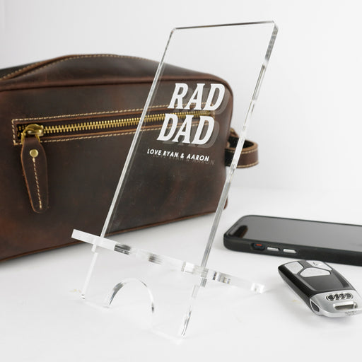 Unique personalised acrylic smartphone holder for Dad