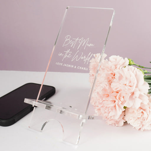 Unique personalised acrylic smartphone holder for Mum