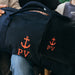 Canvas overnight bag with anchor symbol and embroidered initials