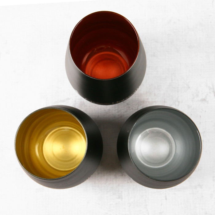 Gold, Copper and Silver Lining for Barware Black Matte Stemless Wine Glass