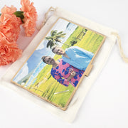 Birthday Bamboo Photo Printed Card with optional calico drawstring bag