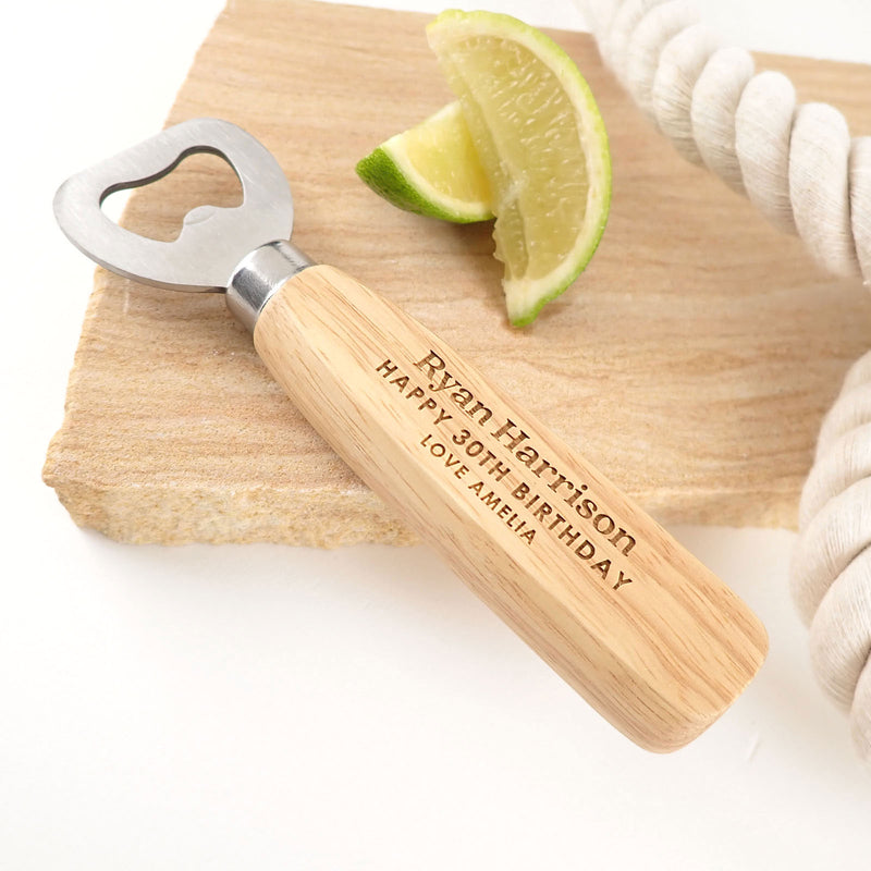 Personalised Engraved 30th Birthday Wooden Handle Bottle Opener