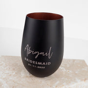 Matte Black Gold Interior Stemless Wedding Wine Glass