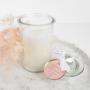 Christening Candle Favour Gift with Personalised Round Gold Engraved Gift Tag