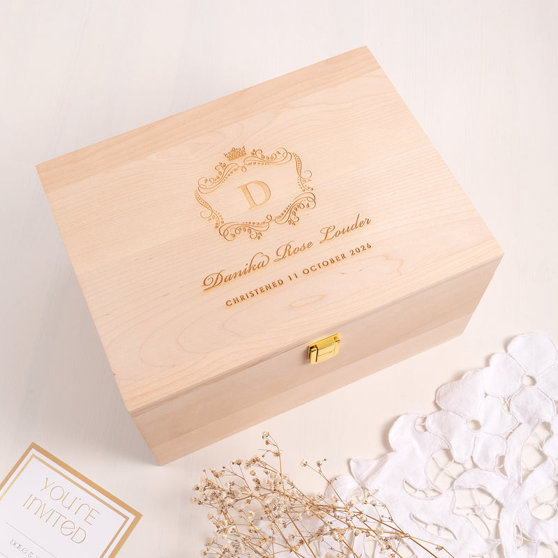 Engraved Wooden Christening Memory Box