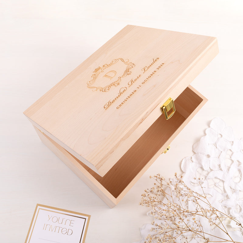 Engraved Wooden Christening Memory Box