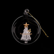 Glass bauble with gold loop and engraved logo – a festive keepsake for business clients.