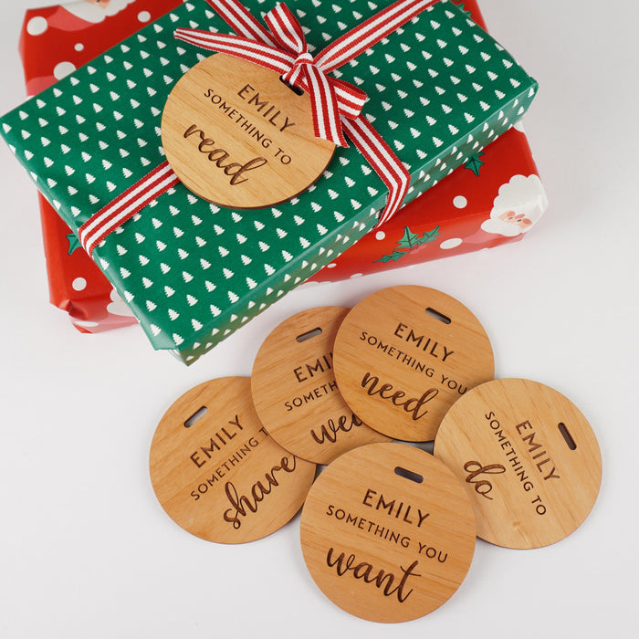 Eco-friendly Christmas gift tags, set of 6 and personalised with your child's name 