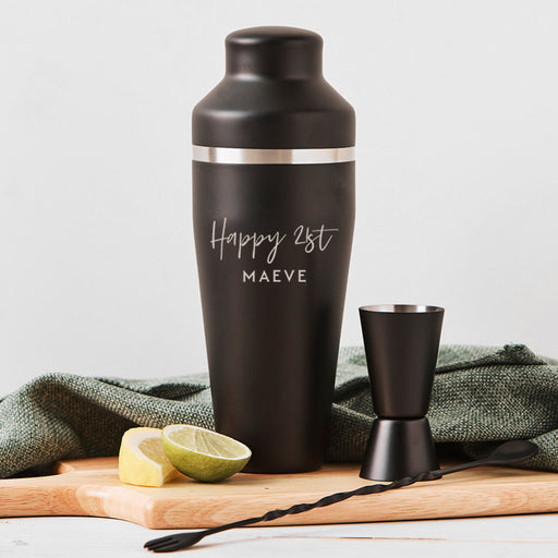 Personalised Cocktail Shaker Gift Set – Matte Black 8-Piece Bar Tools