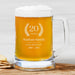 Personalised 500ml glass beer mug with message, presented in premium gift box