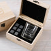 Custom Corporate Gift: Wooden Boxed Scotch Glass and Whiskey Stones Set