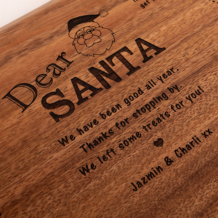 Custom Christmas Eve board with child’s name and thank you message, perfect for Santa’s snacks
