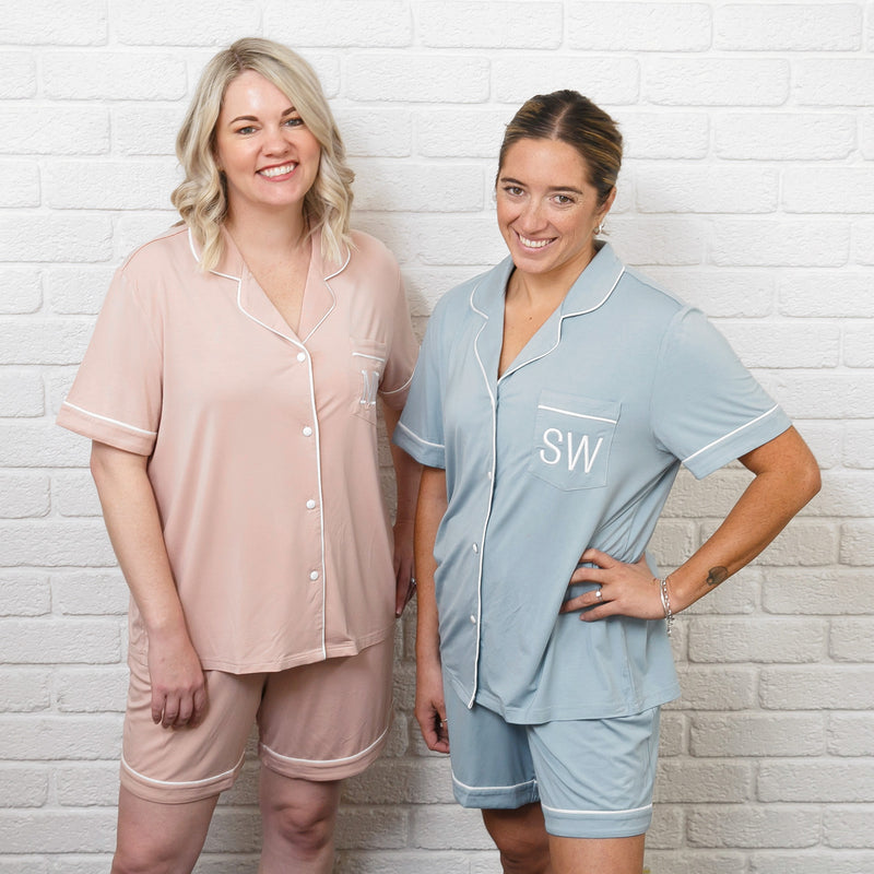 Personalised Embroidered Bamboo Short Sleeve Pyjama Set