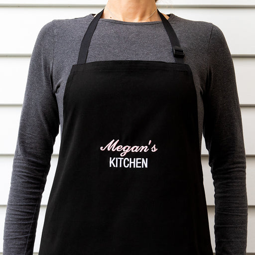 Personalised Embroidered Black Kitchen Apron