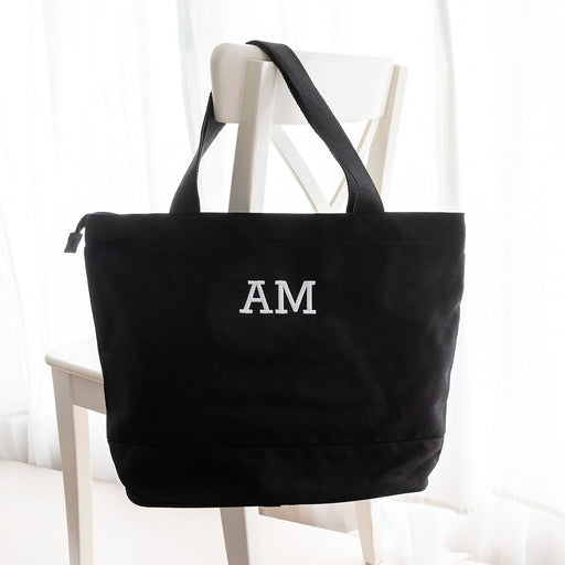 Personalised Embroidered Black Canvas Tote Bag