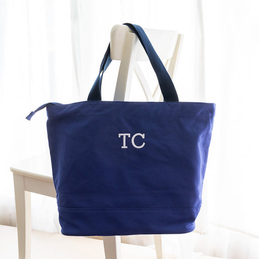 Personalised Embroidered Navy Canvas Tote Bag