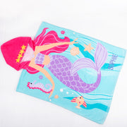 Embroidered mermaid towel made from soft 320gsm cotton for ages 3–6