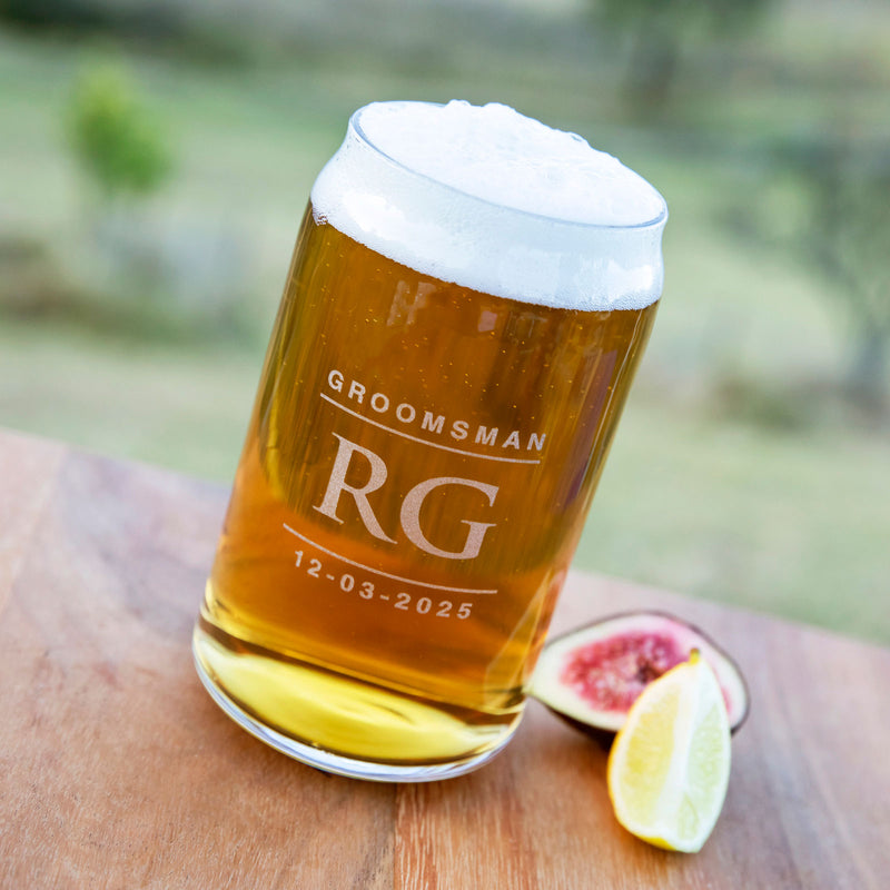 Customised Engraved Name Initials Groomsman Wedding Date Beer Can Favour