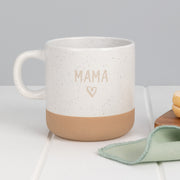 Personalised ceramic mug with engraved name and rustic stoneware finish
