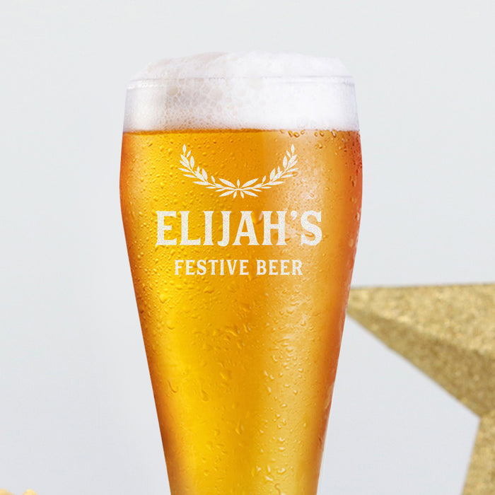 Personalised Engraved Christmas Beer Glass Gift for Men