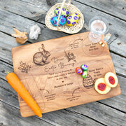 Personalised walnut Easter Bunny board with custom child’s name and treat placement design