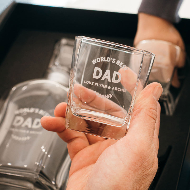 Premium whiskey gift set for fatherly figure with personalised message