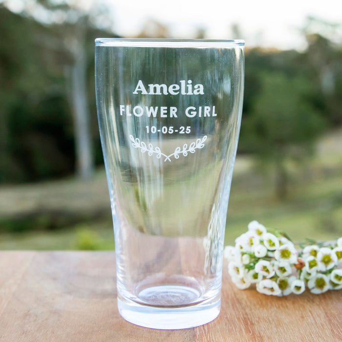 Engraved Wedding Soft Drink Glass for Page Boy and Flower Girl