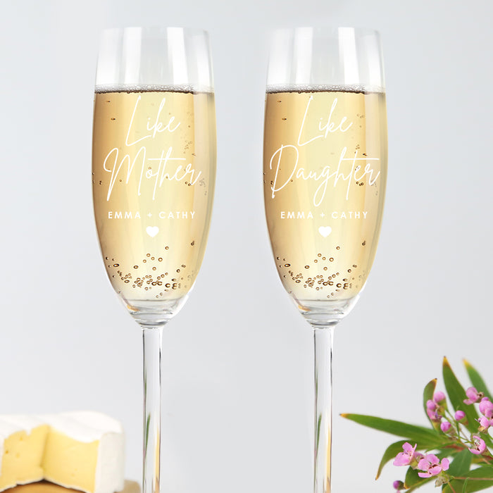 Personalised Engraved "like Mother Like Daughter" Mother's Day Champagne  Glasses Present