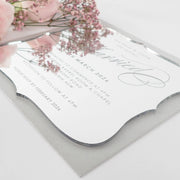 Custom Designed Laser Cut & Engraved Royal Style Mirror Silver Acrylic Wedding Invitation