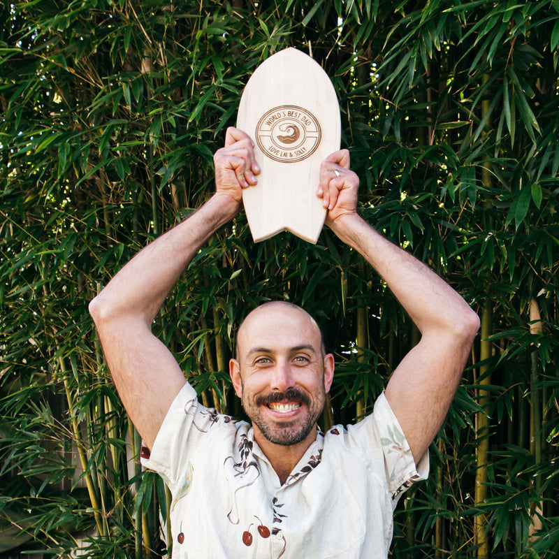 Custom Engraved Wooden Novelty Display Surfboard with easel Father's Day present