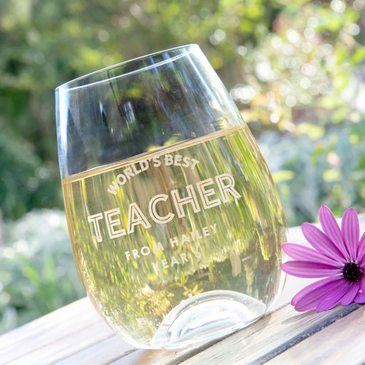Customised Engraved Teacher Stemless Wine Glass