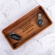 Personalised wooden trinket tray for Father’s Day with custom engraved design