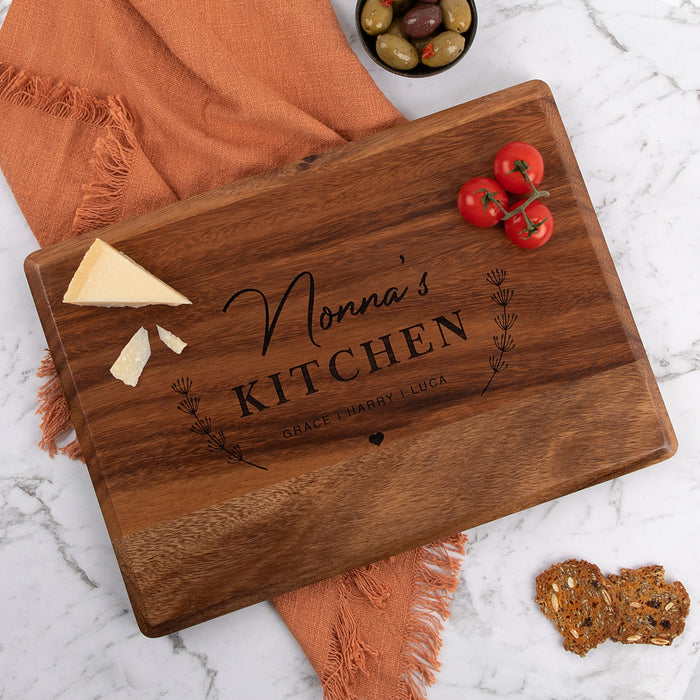 Custom engraved Mother’s Day rectangular walnut board with heartfelt design