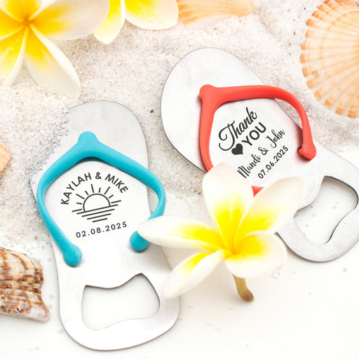 Customised Engraved Name Wedding Favour thong Bottle Openers