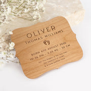 Customised Engraved Wooden Baby Announcement Cards with Magnet