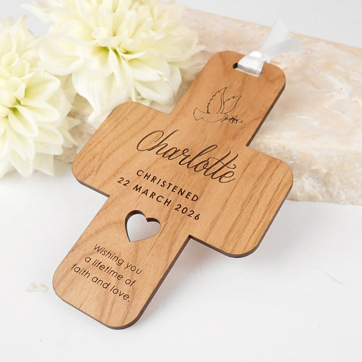 Personalised Engraved Christening Baby Girl & Boy Hanging Crosses Guest Favours.