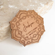 Custom Designed Engraved Wooden Flower Wedding Reception Placecard